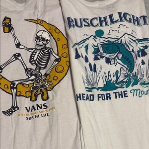 Vans and Busch Light White Tee Shirts